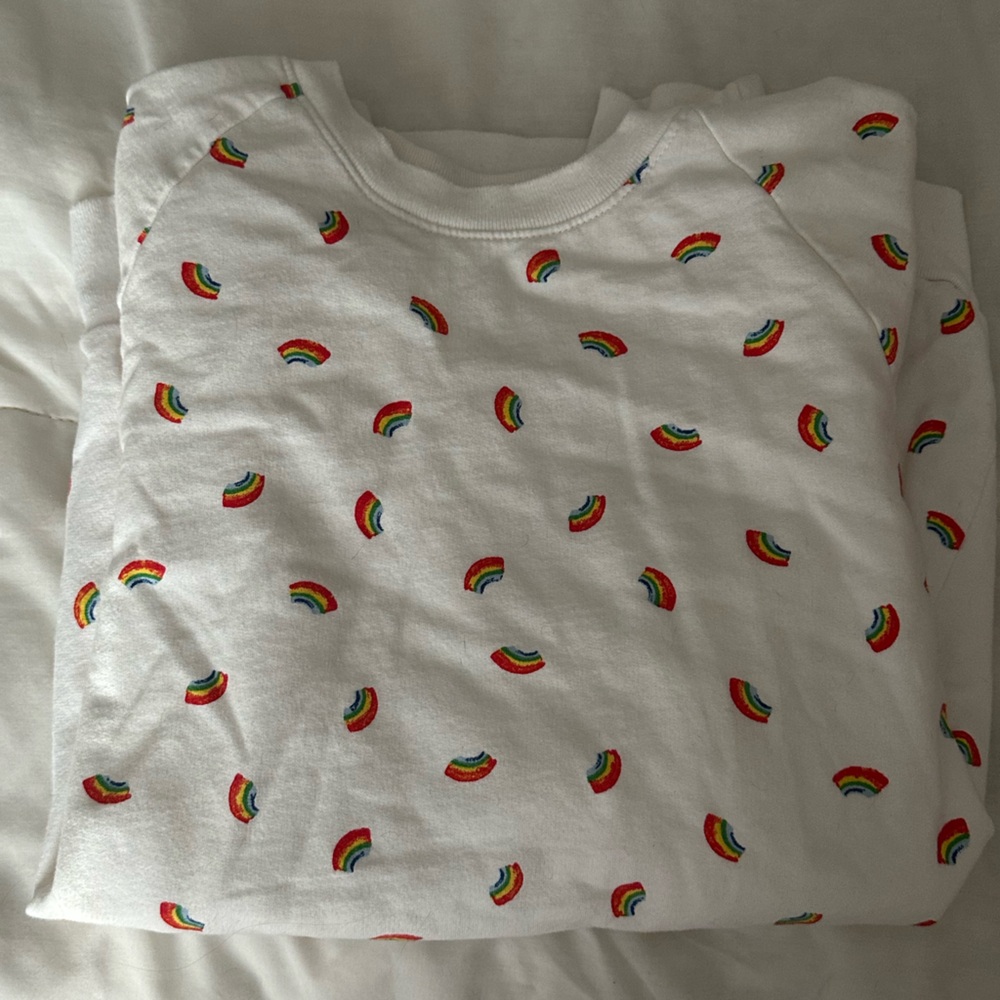 White rainbow crew neck sweatshirt from American Apparell